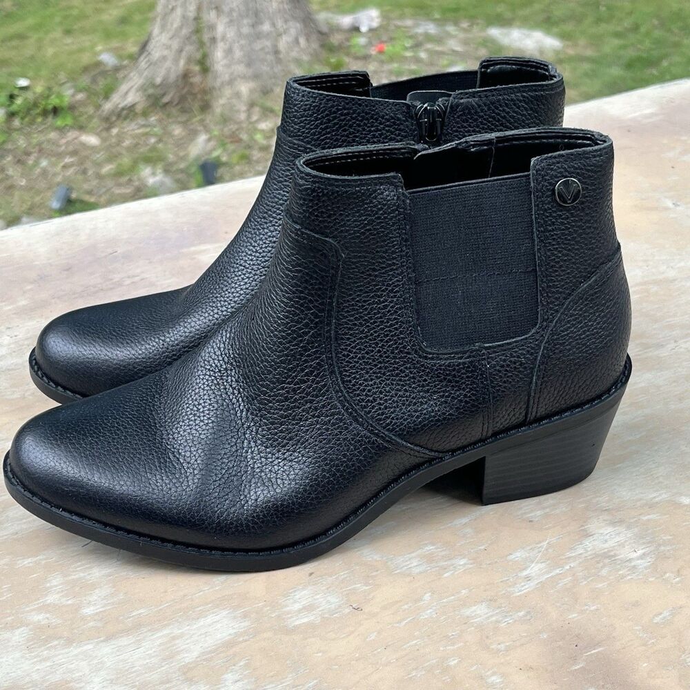 Vionic Womens Finn Ankle Booties US 7 EU 37 Black Leather Boots